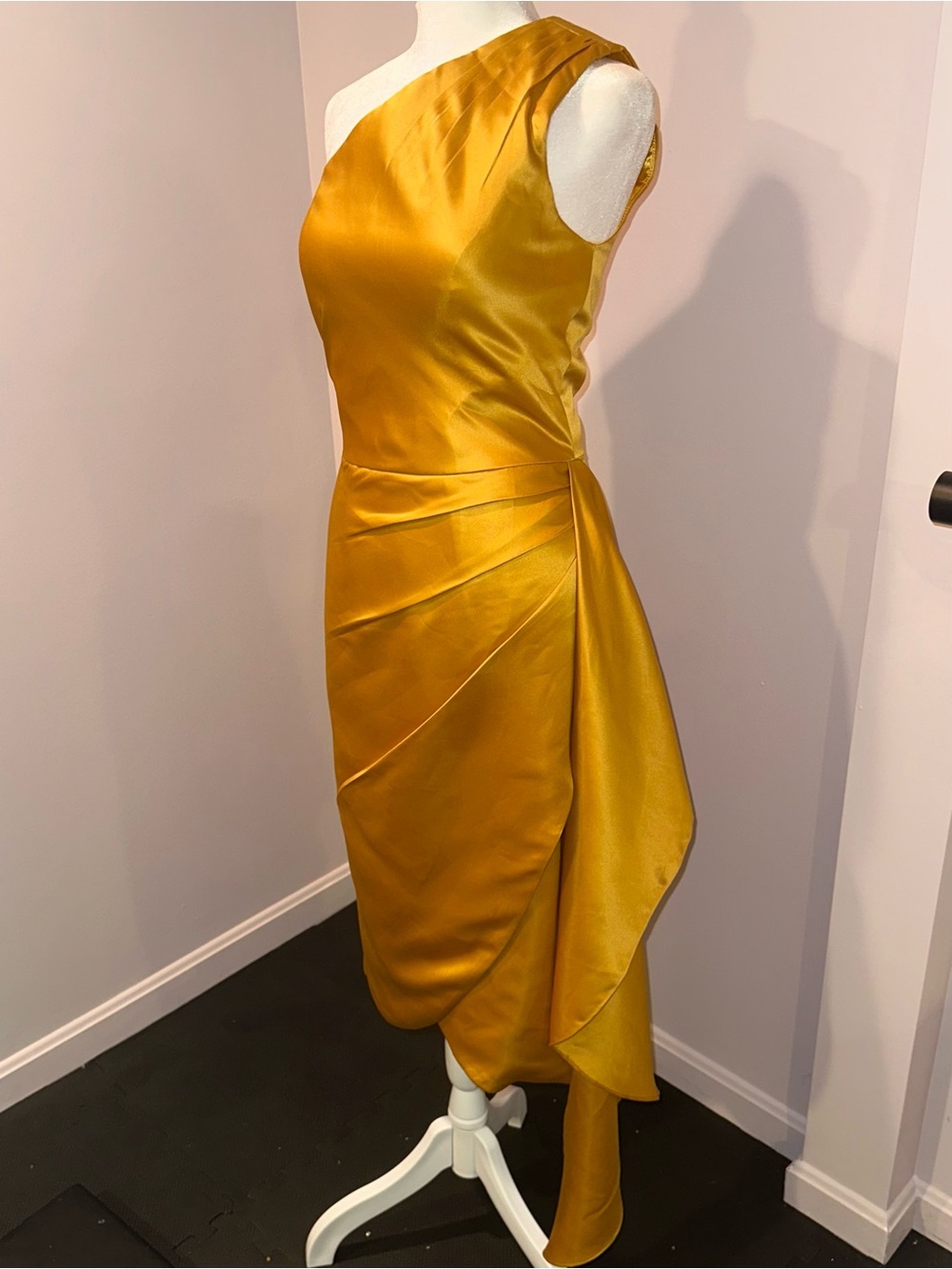 Asymmetric One-Shoulder Satin Dress